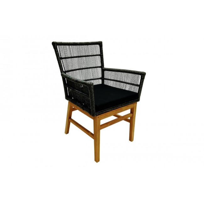 Πολυθρόνα "INCA" από ξύλο/σχοινί σε φυσικό/μαύρο χρώμα 60x61x90