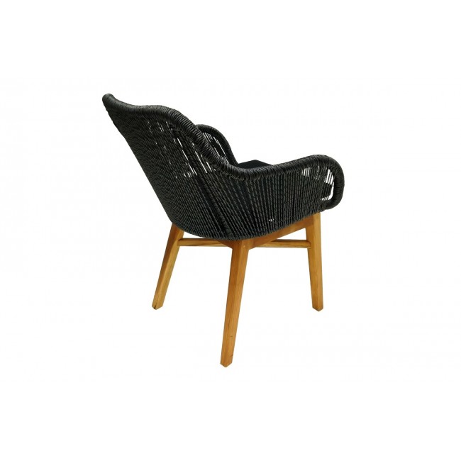 Πολυθρόνα "KALIE" από ξύλο/σχοινί σε φυσικό/μαύρο χρώμα 60x61x80