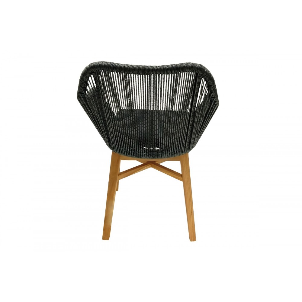 Πολυθρόνα "KALIE" από ξύλο/σχοινί σε φυσικό/μαύρο χρώμα 60x61x80