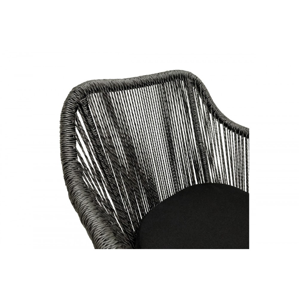 Πολυθρόνα "KALIE" από ξύλο/σχοινί σε φυσικό/μαύρο χρώμα 60x61x80