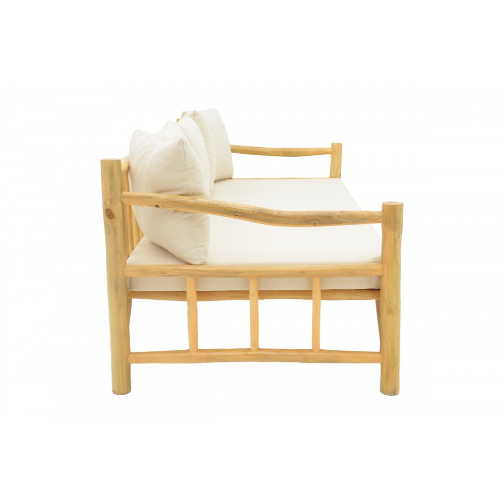 Καναπές "ROZIANA" από ξύλο σε φυσικό χρώμα 210x100x80