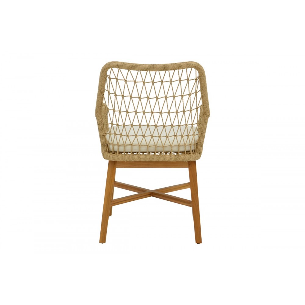 Πολυθρόνα "ELAIZA" από ξύλο/σχοινί σε φυσικό/μπεζ χρώμα 58x60x90