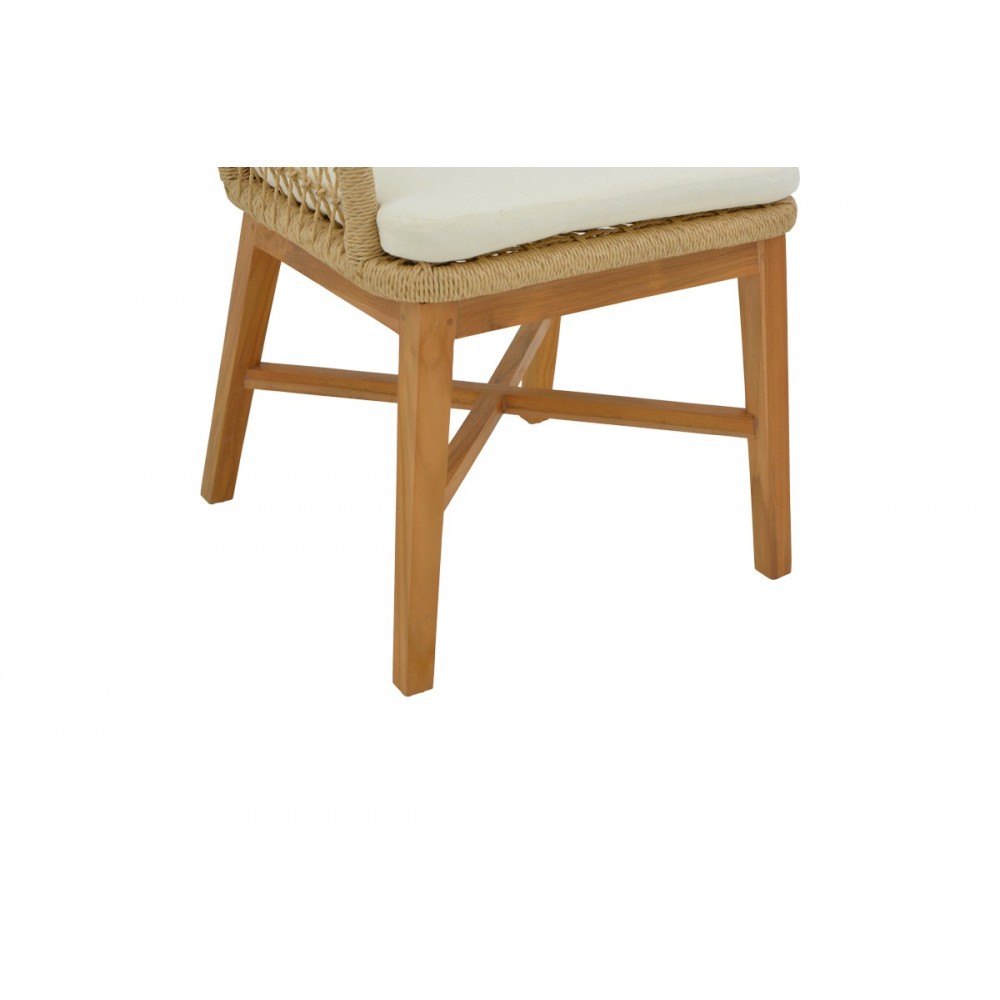 Πολυθρόνα "ELAIZA" από ξύλο/σχοινί σε φυσικό/μπεζ χρώμα 58x60x90