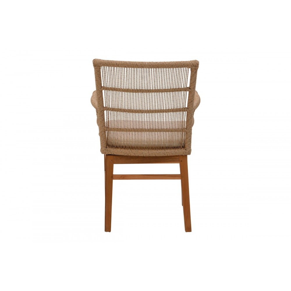 Πολυθρόνα "INCA" από ξύλο/σχοινί σε φυσικό/μπεζ χρώμα 60x61x90