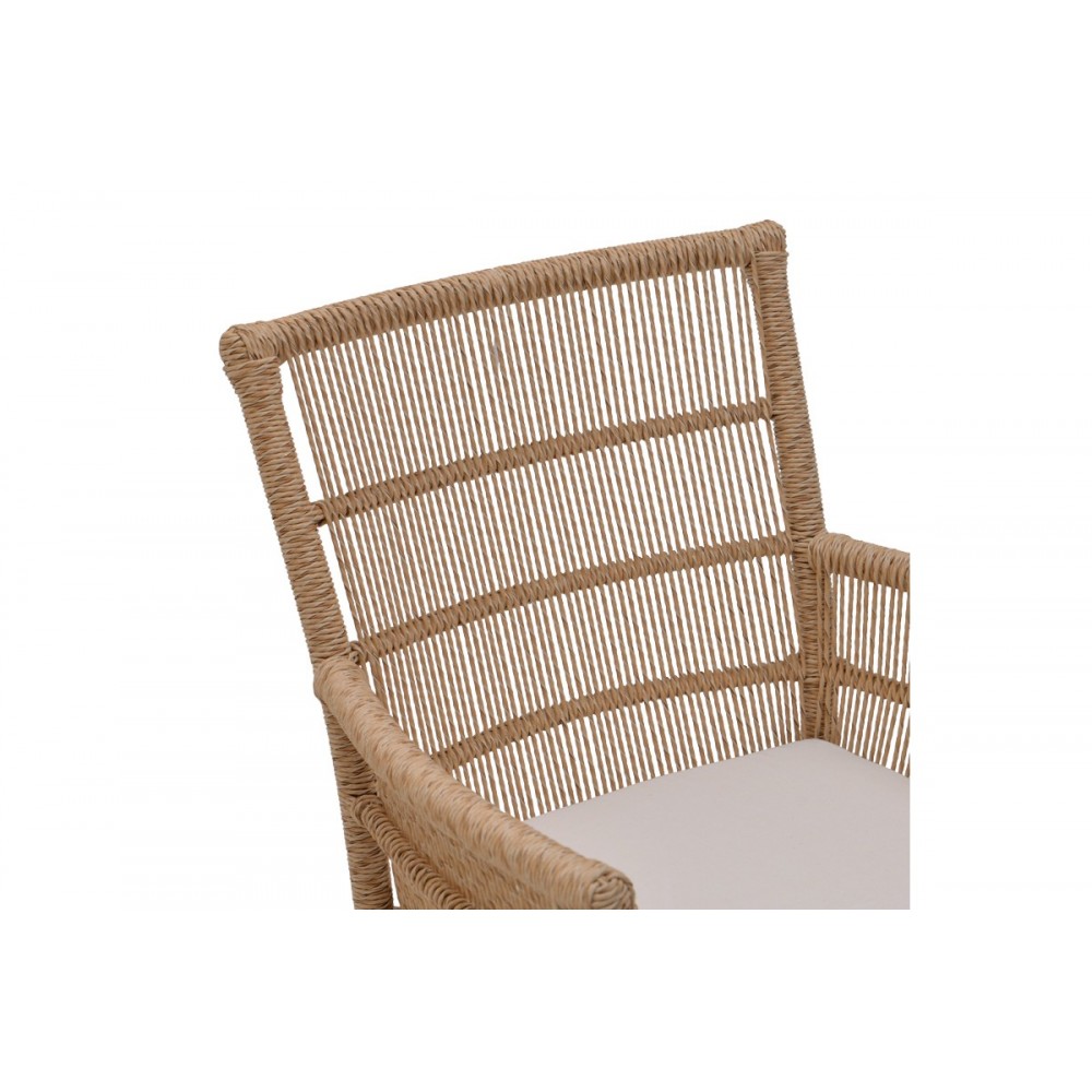 Πολυθρόνα "INCA" από ξύλο/σχοινί σε φυσικό/μπεζ χρώμα 60x61x90