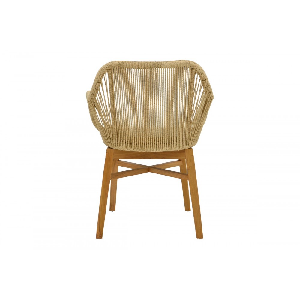 Πολυθρόνα "KALIE" από ξύλο/σχοινί σε φυσικό/μπεζ χρώμα 60x61x80