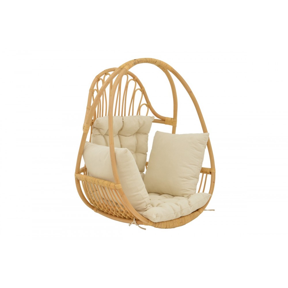 Κρεμαστή κούνια "JORG" από rattan σε φυσικό χρώμα 80x59x105