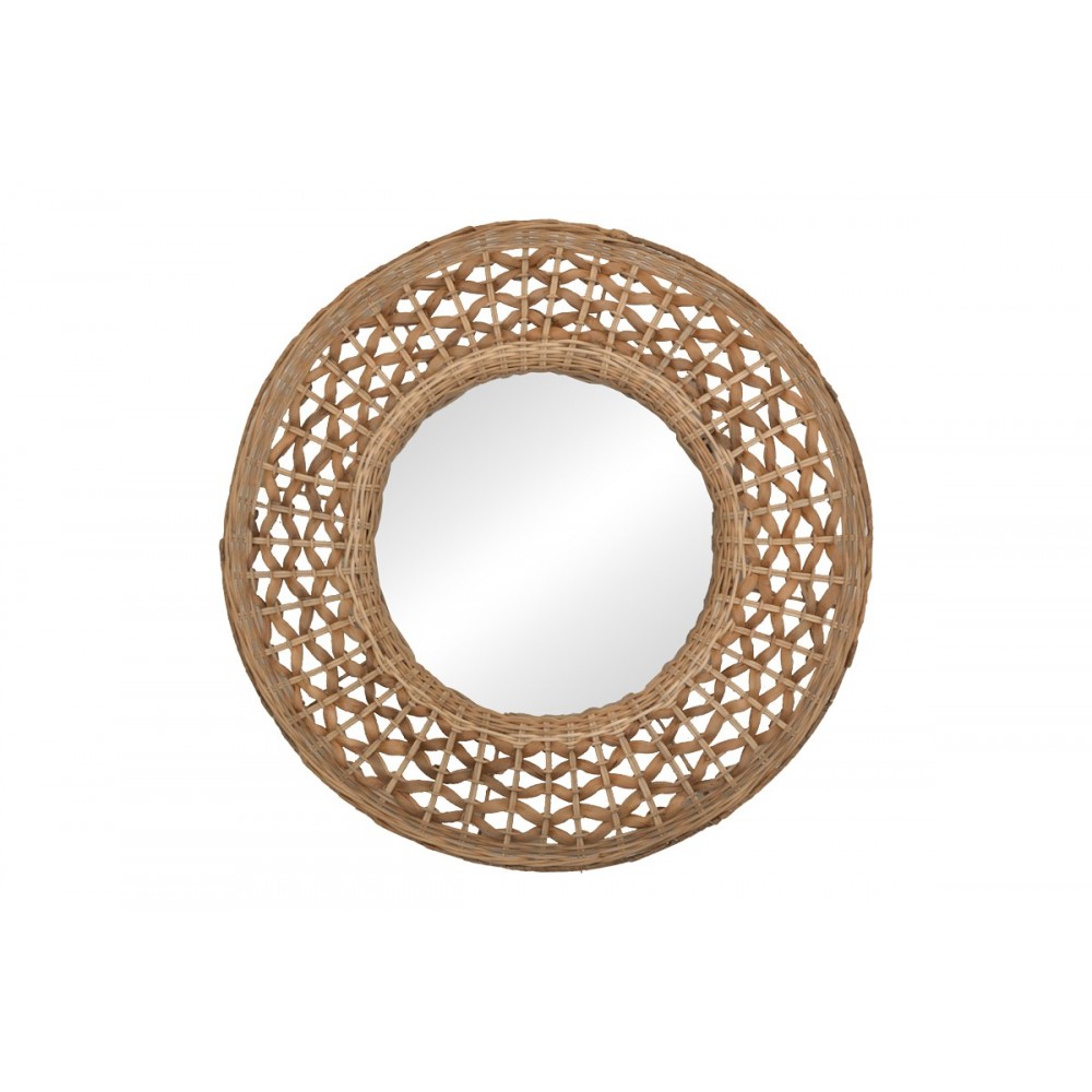 Καθρέπτης "MAZUN" από υάκινθο σε φυσικό χρώμα Φ60x8