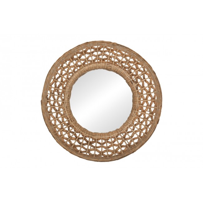 Καθρέπτης "MAZUN" από υάκινθο σε φυσικό χρώμα Φ60x8