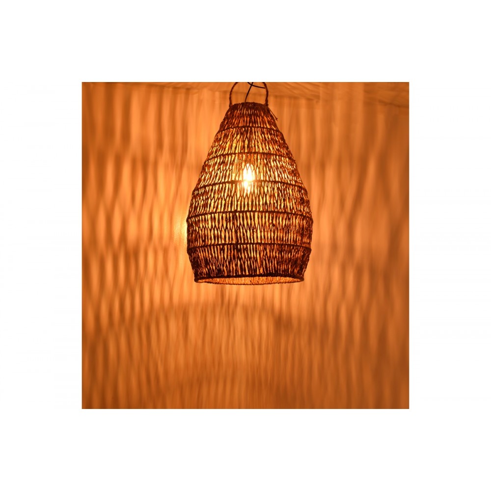 Φωτιστικό οροφής "KELOG" από ψάθα σε καφέ χρώμα 50x50x70