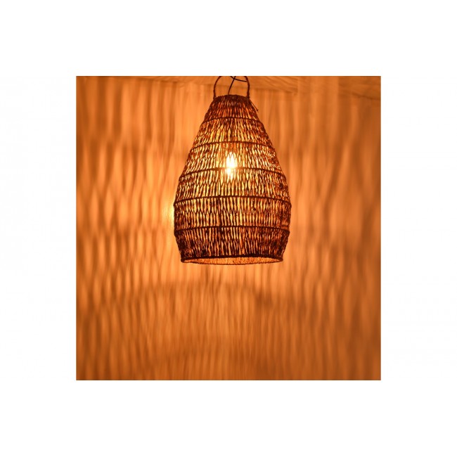 Φωτιστικό οροφής "KELOG" από ψάθα σε καφέ χρώμα 50x50x70