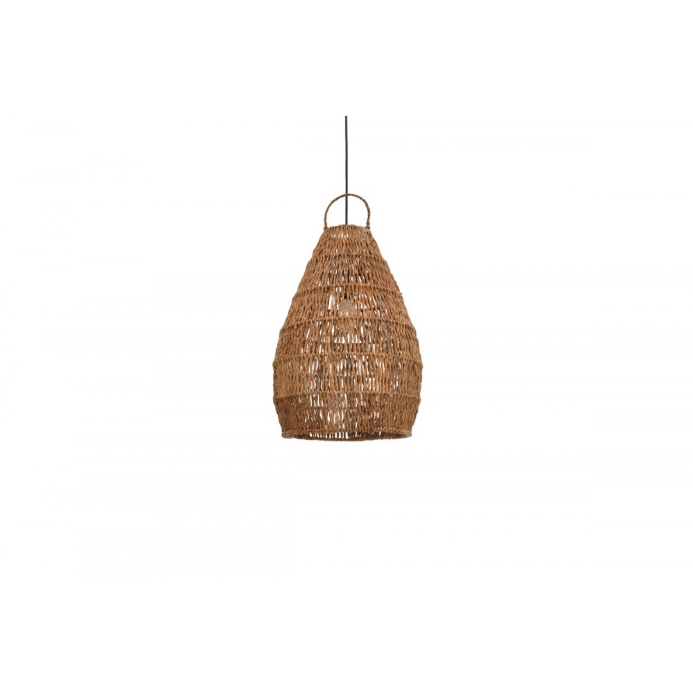 Φωτιστικό οροφής "KELOG" από ψάθα σε καφέ χρώμα 50x50x70