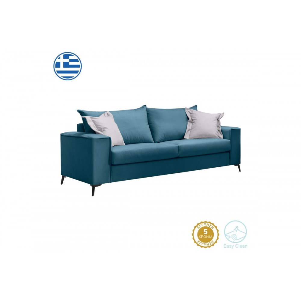 Καναπές τριθέσιος "VERONA" από ύφασμα σε μπλε χρώμα 225x93x100