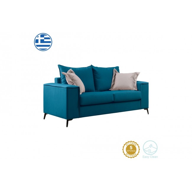 Καναπές διθέσιος "VERONA" από ύφασμα σε πετρόλ χρώμα 173x93x100