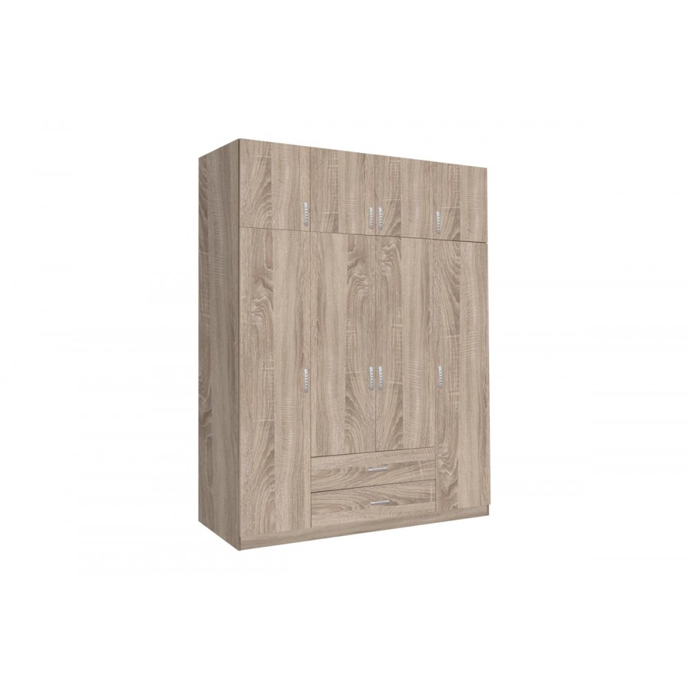 Ντουλάπα τετράφυλλη "ROYAL" σε χρώμα σονόμα 200x58x230