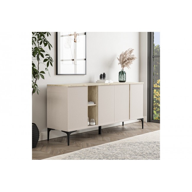 Μπουφές "VETINE" σε χρώμα γκρι/μπεζ 180x45x80