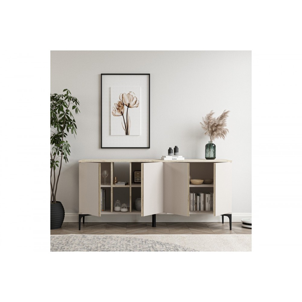 Μπουφές "VETINE" σε χρώμα γκρι/μπεζ 180x45x80