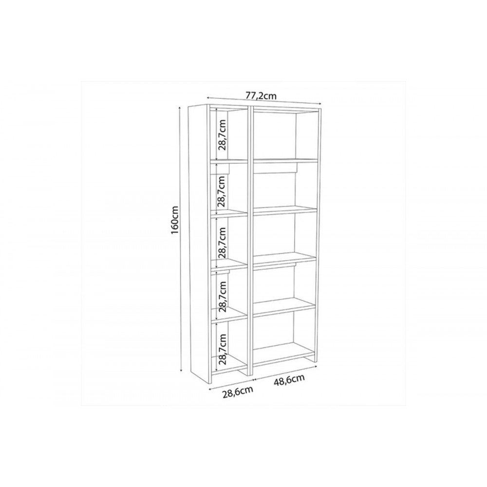 Βιβλιοθήκη "ALKATHI" σε χρώμα οακ 77x22x160