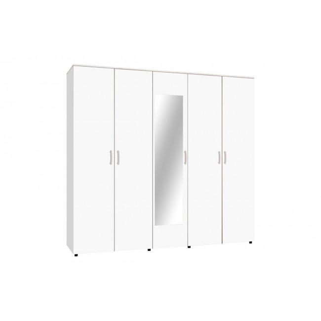 Ντουλάπα πεντάφυλλη "LUNA" σε χρώμα λευκό 220x52x200