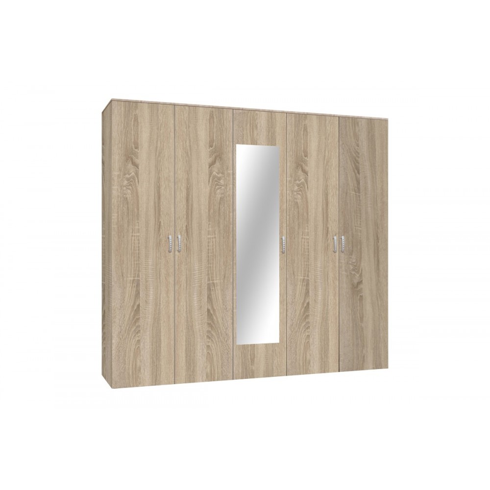 Ντουλάπα πεντάφυλλη "LUNA" σε χρώμα σονόμα 220x52x200