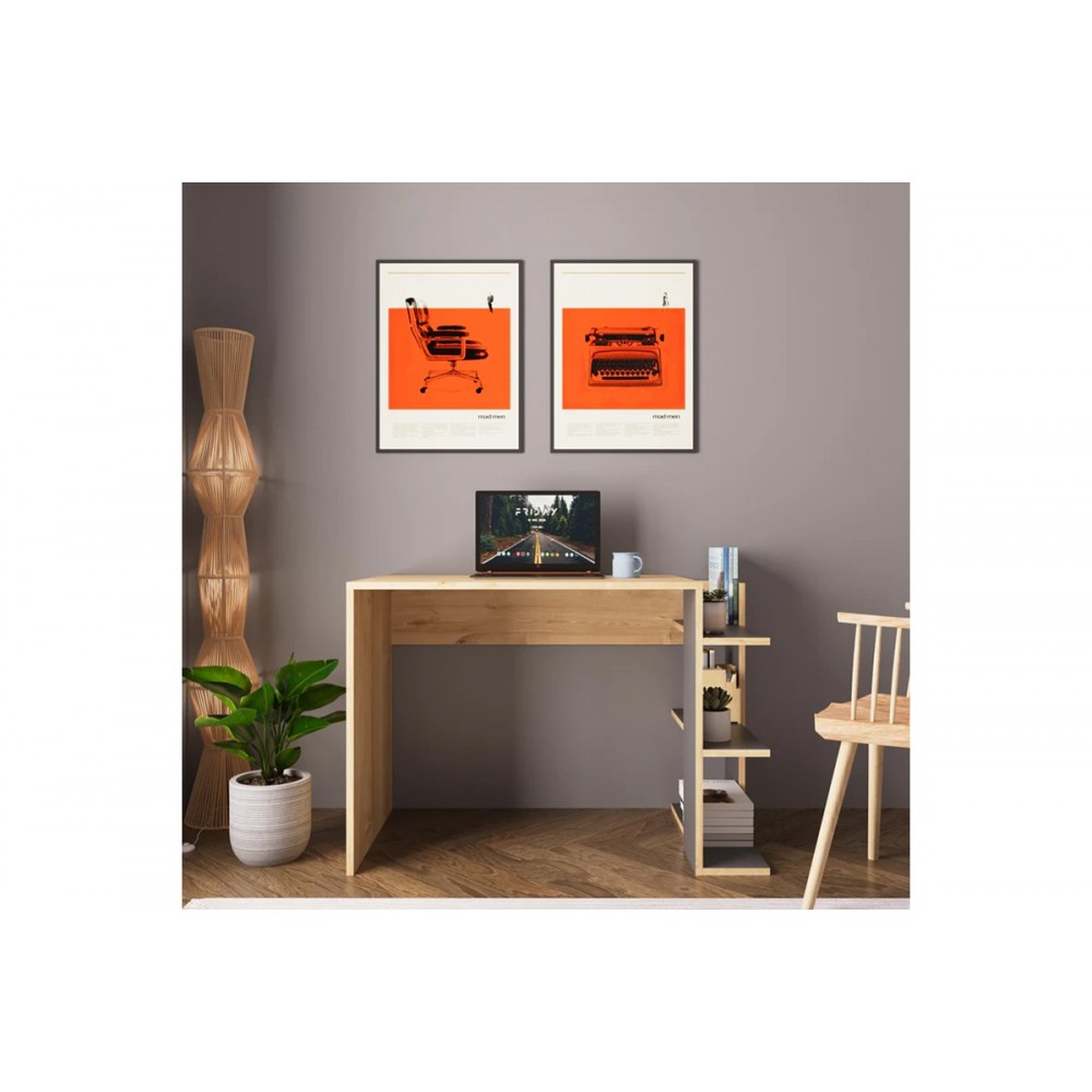 Γραφείο εργασίας "TOSKA" σε χρώμα oak/ανθρακί 114x56x76