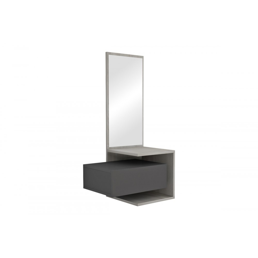 Tουαλέτα κρεβατοκάμαρας κρεμαστή "KENDI" με καθρέπτη σε χρώμα γκρι/σονόμα 49.1x31.3x90