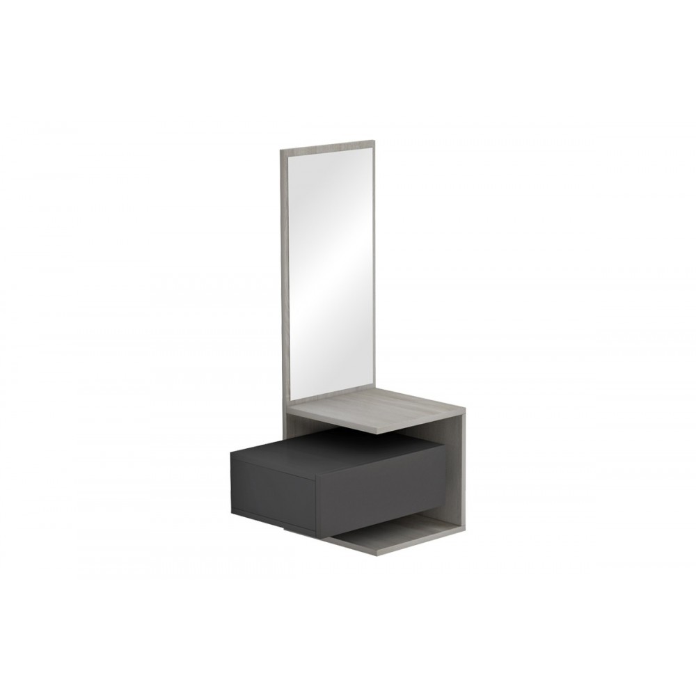 Tουαλέτα κρεβατοκάμαρας κρεμαστή "KENDI" με καθρέπτη σε χρώμα γκρι/σονόμα 49.1x31.3x90