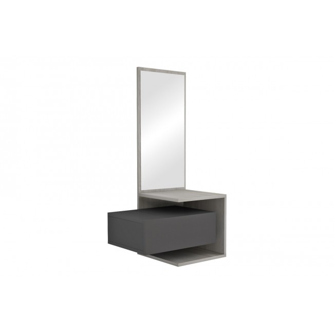 Tουαλέτα κρεβατοκάμαρας κρεμαστή "KENDI" με καθρέπτη σε χρώμα γκρι/σονόμα 49.1x31.3x90