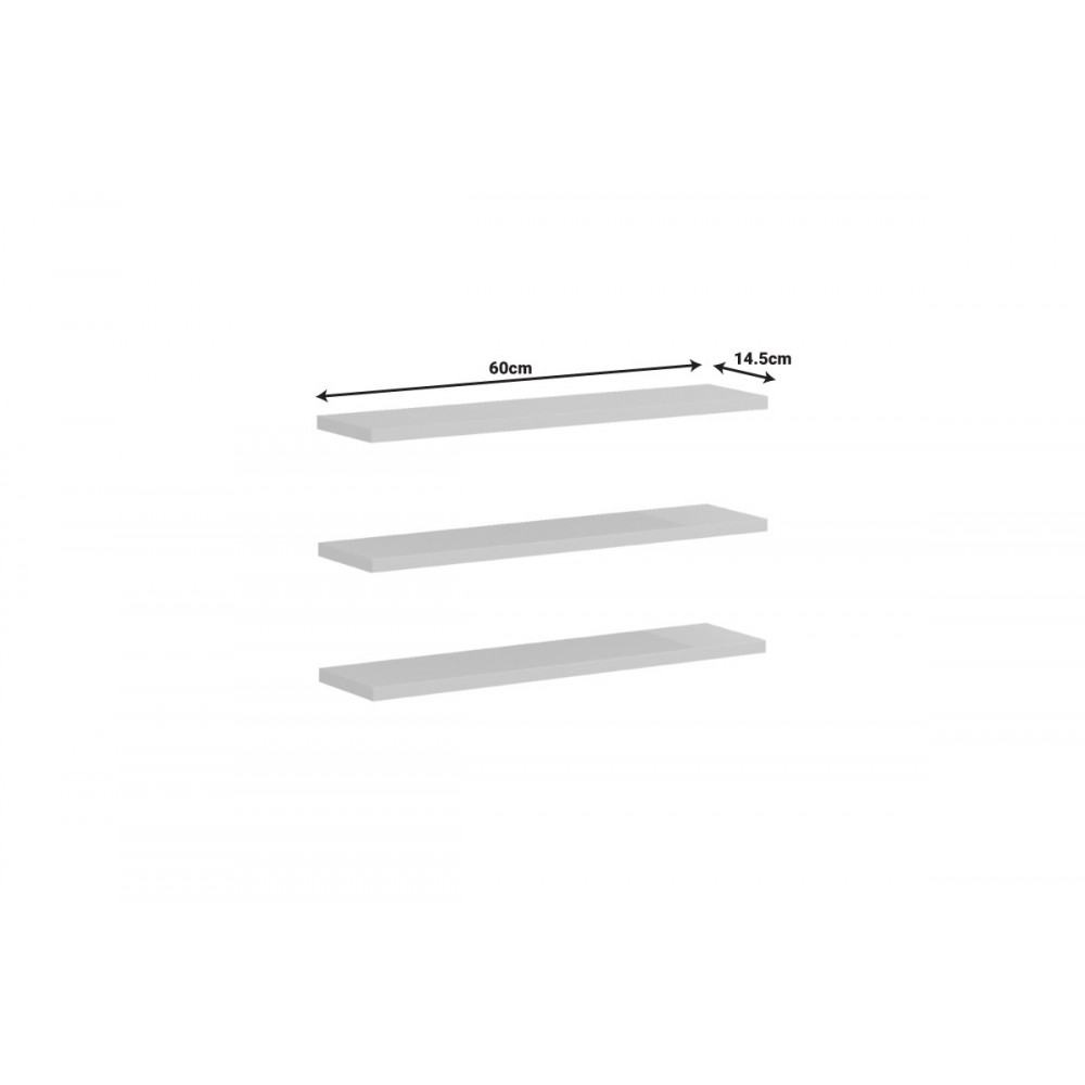 Ράφια τοίχου "DIVAR" σε χρώμα λευκό 60x14.5x1.8