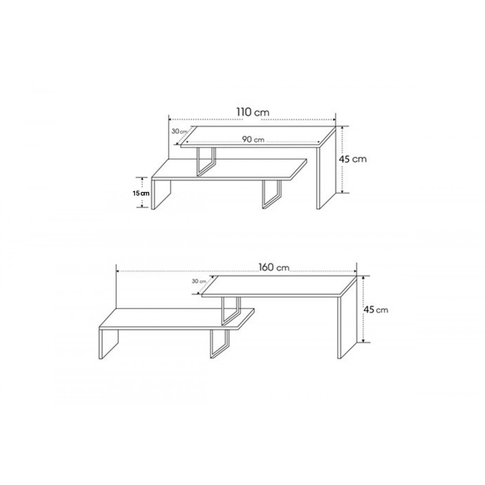 Έπιπλο τηλεόρασης "LILANT" από μέταλλο σε χρώμα σονόμα/μαύρο 110-160x30x45