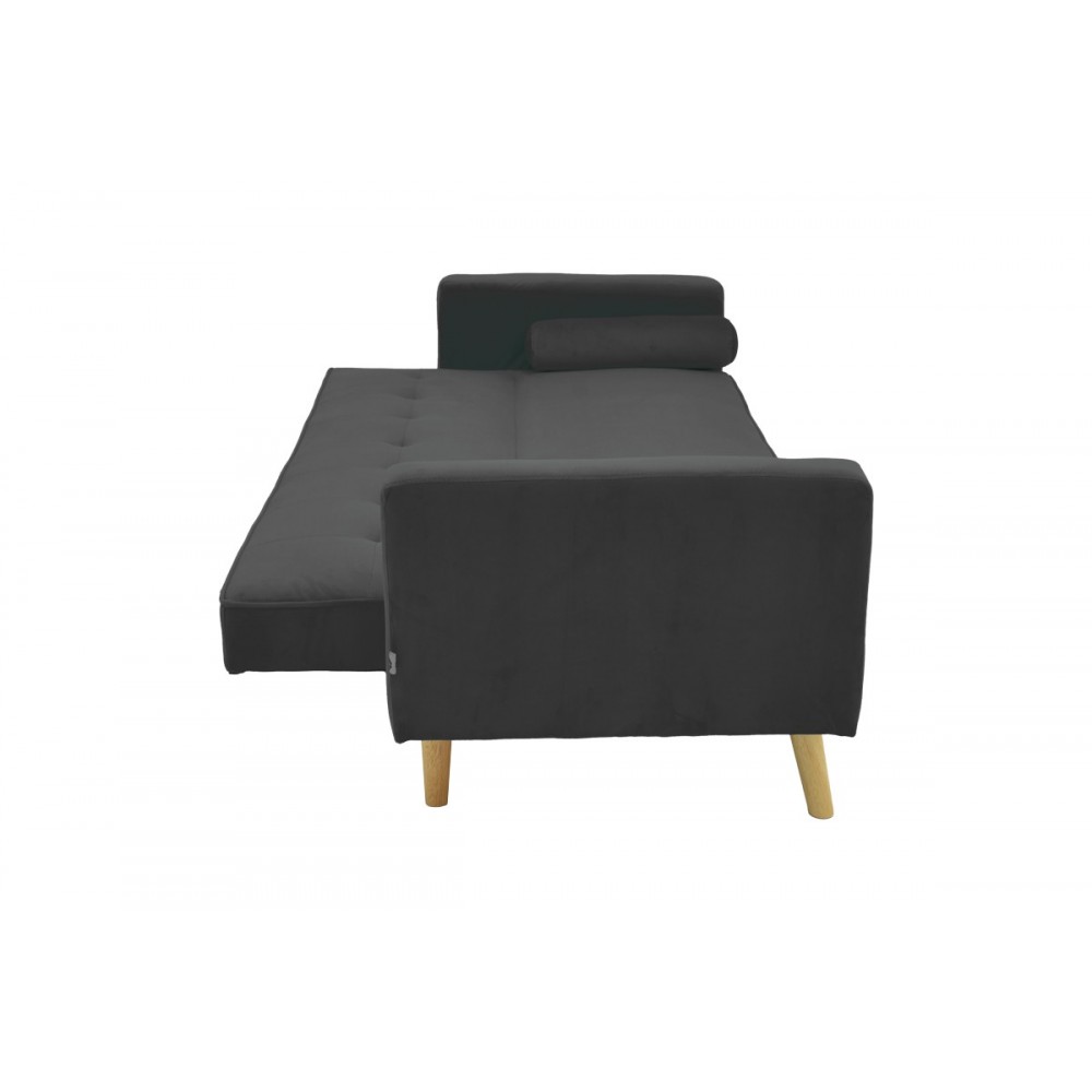 Καναπές-κρεβάτι τριθέσιος "SUCCESS" από βελούδο ύφασμα σε χρώμα ανθρακί 190x80x84