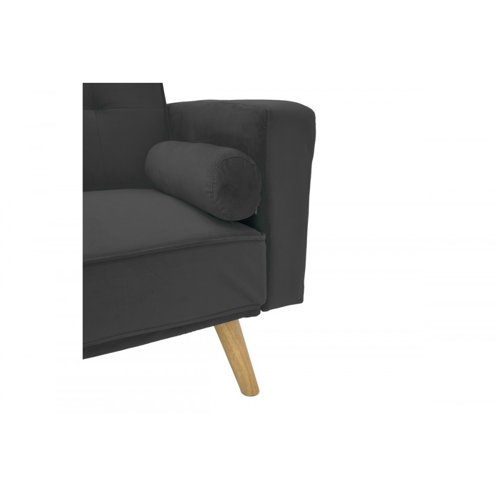 Καναπές-κρεβάτι τριθέσιος "SUCCESS" από βελούδο ύφασμα σε χρώμα ανθρακί 190x80x84