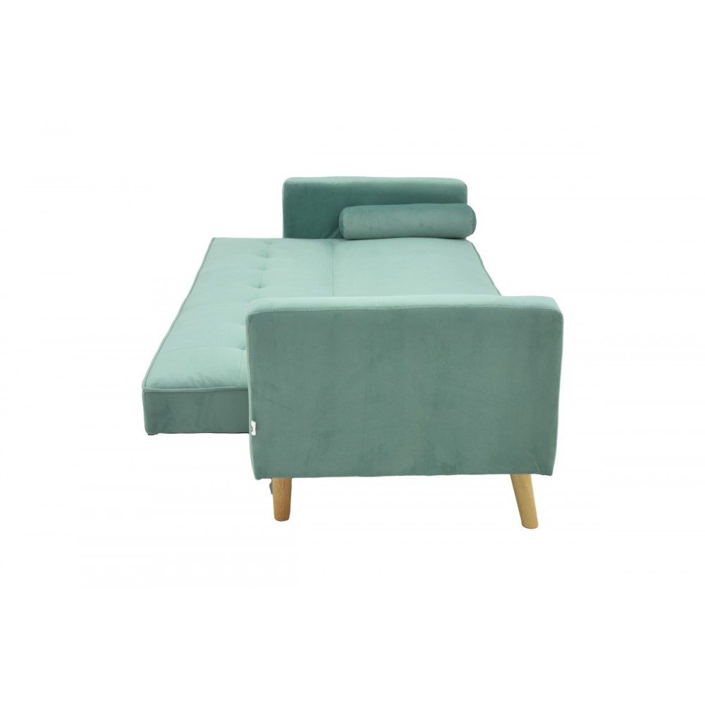 Καναπές-κρεβάτι τριθέσιος "SUCCESS" από βελούδο ύφασμα σε χρώμα μέντα 190x80x84