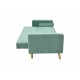 Καναπές-κρεβάτι τριθέσιος "SUCCESS" από βελούδο ύφασμα σε χρώμα μέντα 190x80x84