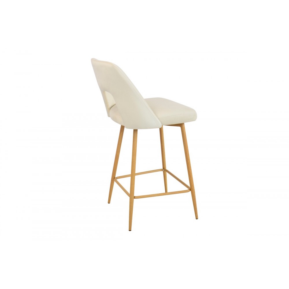 Σκαμπό μπαρ "MURDE" από βελούδο/μέταλλο σε χρώμα μπεζ/φυσικό 47x52x96