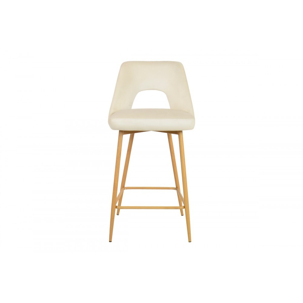 Σκαμπό μπαρ "MURDE" από βελούδο/μέταλλο σε χρώμα μπεζ/φυσικό 47x52x96