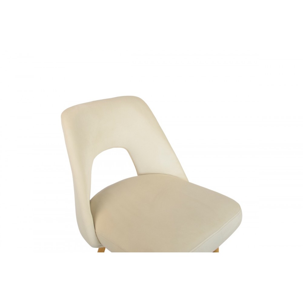 Σκαμπό μπαρ "MURDE" από βελούδο/μέταλλο σε χρώμα μπεζ/φυσικό 47x52x96