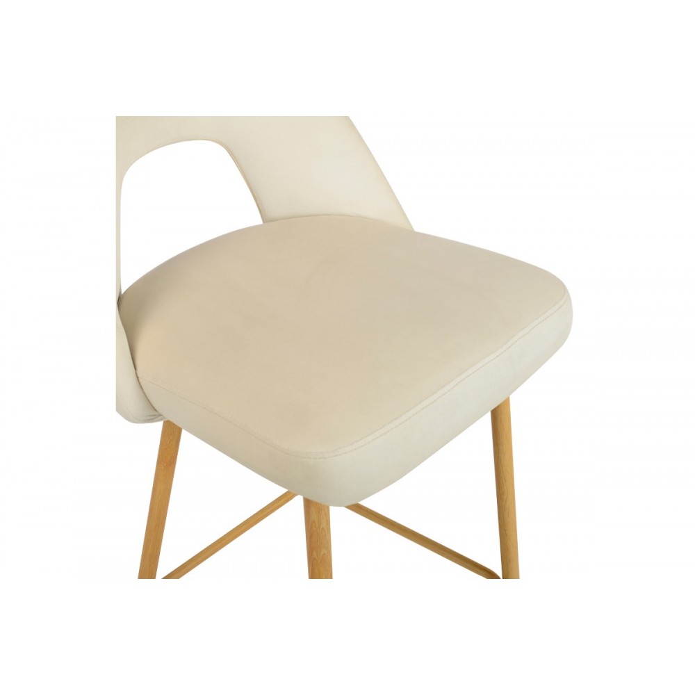 Σκαμπό μπαρ "MURDE" από βελούδο/μέταλλο σε χρώμα μπεζ/φυσικό 47x52x96