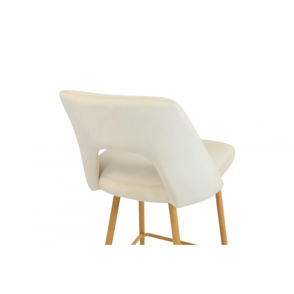 Σκαμπό μπαρ "MURDE" από βελούδο/μέταλλο σε χρώμα μπεζ/φυσικό 47x52x96