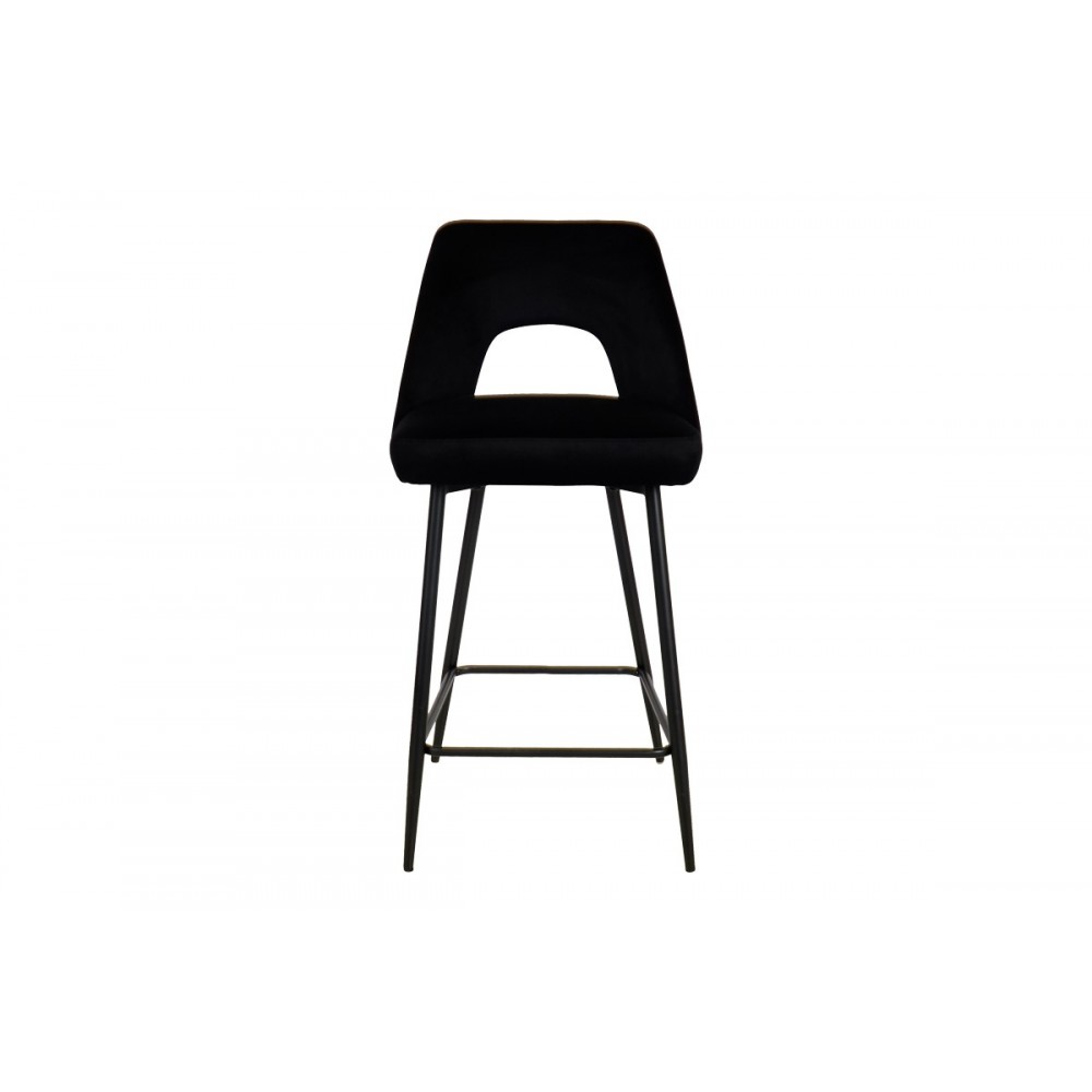 Σκαμπό μπαρ "MURDE" από βελούδο/μέταλλο σε χρώμα μαύρο 47x52x96