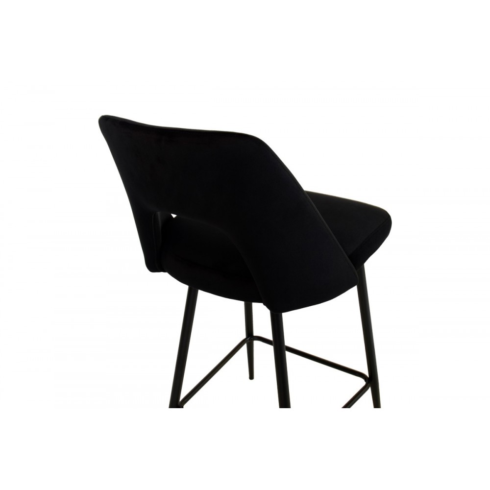 Σκαμπό μπαρ "MURDE" από βελούδο/μέταλλο σε χρώμα μαύρο 47x52x96