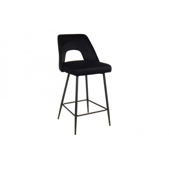 Σκαμπό μπαρ "MURDE" από βελούδο/μέταλλο σε χρώμα μαύρο 47x52x96