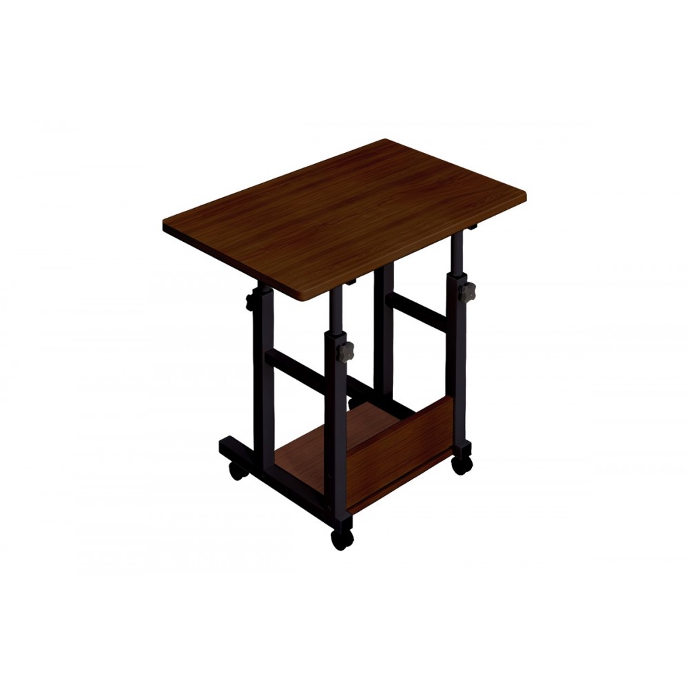 Γραφείο τροχήλατο "STOLU I" από mdf/μέταλλο σε χρώμα καρυδί 80x40x68