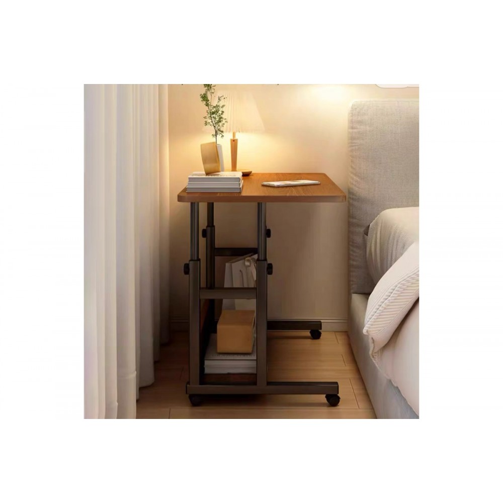 Γραφείο τροχήλατο "STOLU I" από mdf/μέταλλο σε χρώμα καρυδί 80x40x68