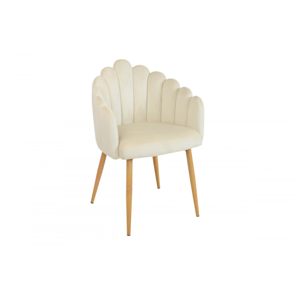 Πολυθρόνα "BRIELLA" από βελούδο/μέταλλο σε χρώμα εκρού/φυσικό 60x56x84