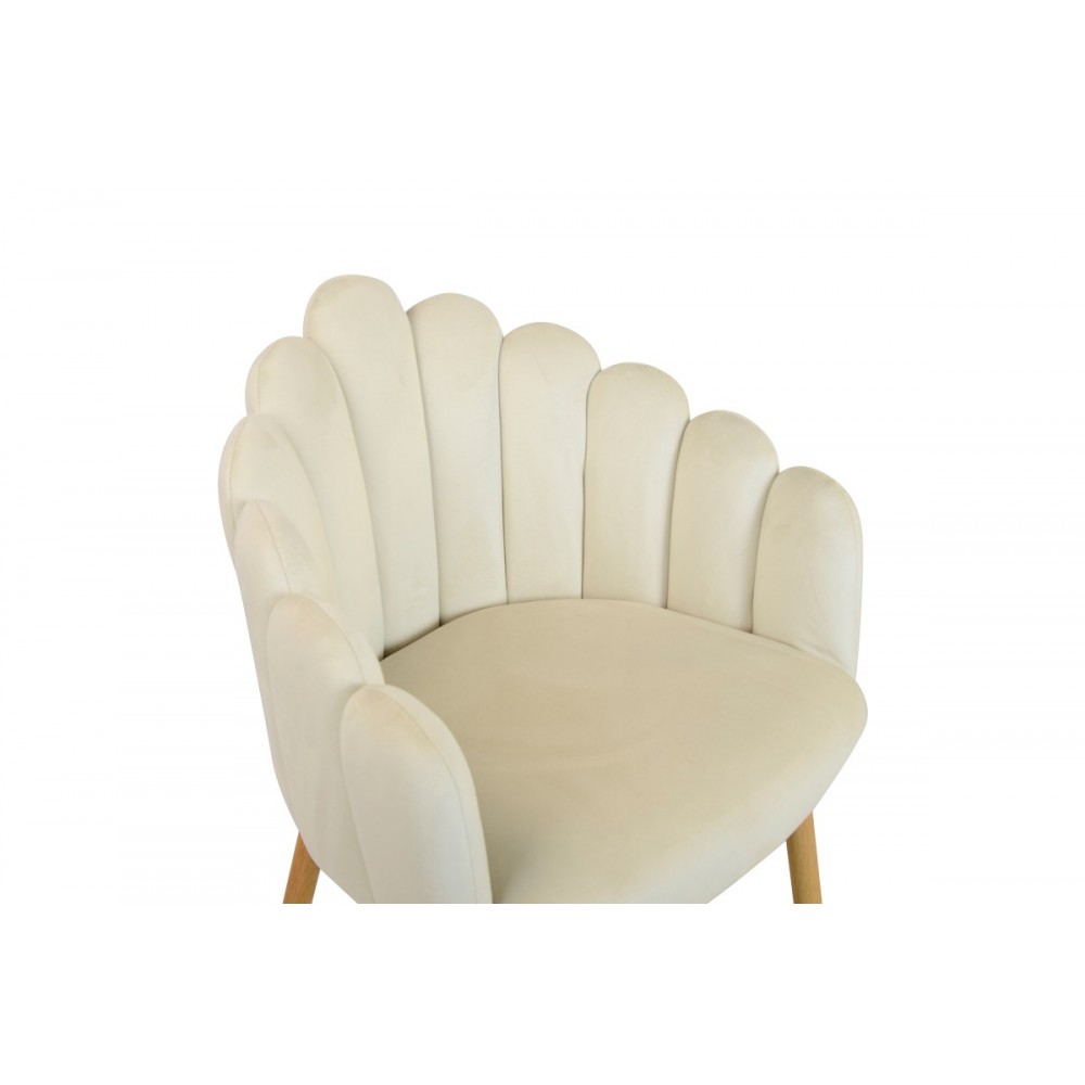 Πολυθρόνα "BRIELLA" από βελούδο/μέταλλο σε χρώμα εκρού/φυσικό 60x56x84