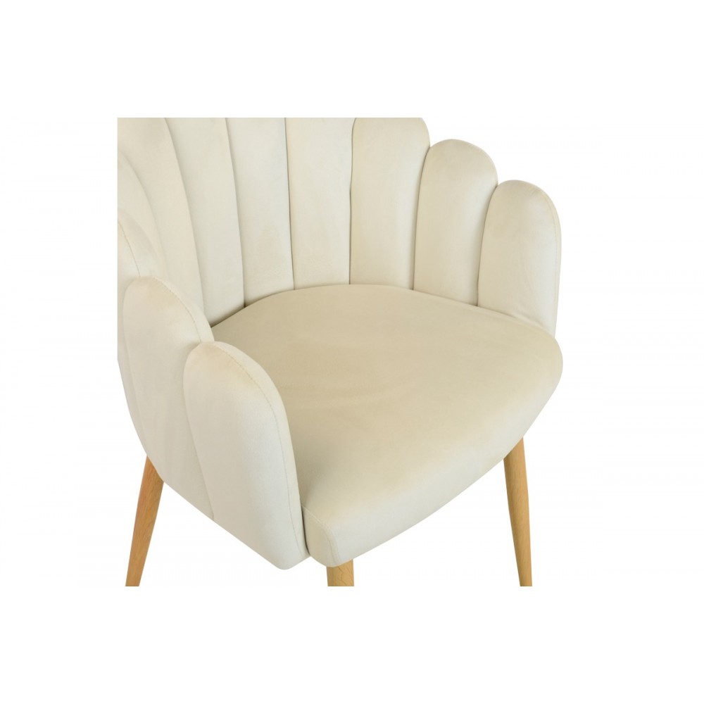 Πολυθρόνα "BRIELLA" από βελούδο/μέταλλο σε χρώμα εκρού/φυσικό 60x56x84