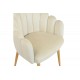 Πολυθρόνα "BRIELLA" από βελούδο/μέταλλο σε χρώμα εκρού/φυσικό 60x56x84