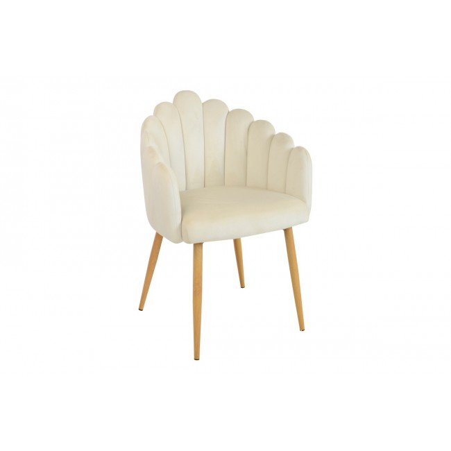 Πολυθρόνα "BRIELLA" από βελούδο/μέταλλο σε χρώμα εκρού/φυσικό 60x56x84