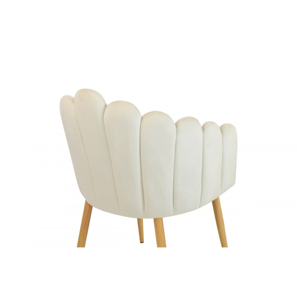 Πολυθρόνα "BRIELLA" από βελούδο/μέταλλο σε χρώμα εκρού/φυσικό 60x56x84